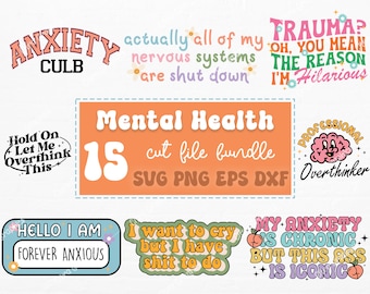 Paquete SVG de salud mental, svg inspirador, SVG positivo, SVG motivacional, svg de esperanza, conciencia de salud mental, archivos cortados para Cricut