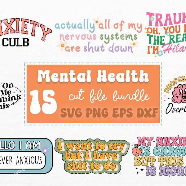 Santé mentale SVG Bundle, source d'inspiration svg, SVG positif, motivation SVG, espoir Svg, sensibilisation à la santé mentale, couper des fichiers pour Cricut