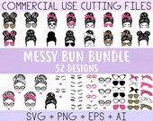 Messy Bun Bundle svg, mom skull svg, Mom Life svg, mom and daughter svg, Mom life Kid Life Png, classy afro woman svg, Cricut Silhouette