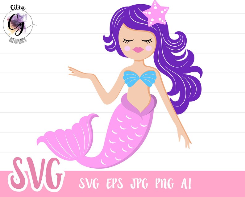 Clip Art Mermaid Svg Long Hair Mermaid Svg Cricut And Silhouette Mermaid Clipart Mermaid Tail Svg Art Collectibles