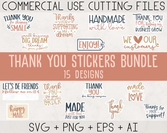 Adesivi digitali di ringraziamento png, grazie in formato SVG, etichetta in formato svg, piccola impresa in formato svg, fatto con amore in formato svg, adesivi per imballaggio in formato svg per piccole imprese