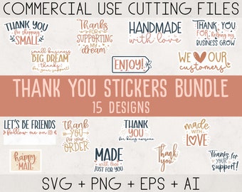 Digital Thank You Stickers png, Thank You Svg, Label svg, Small business svg, made with love svg, Packaging stickers for small business png