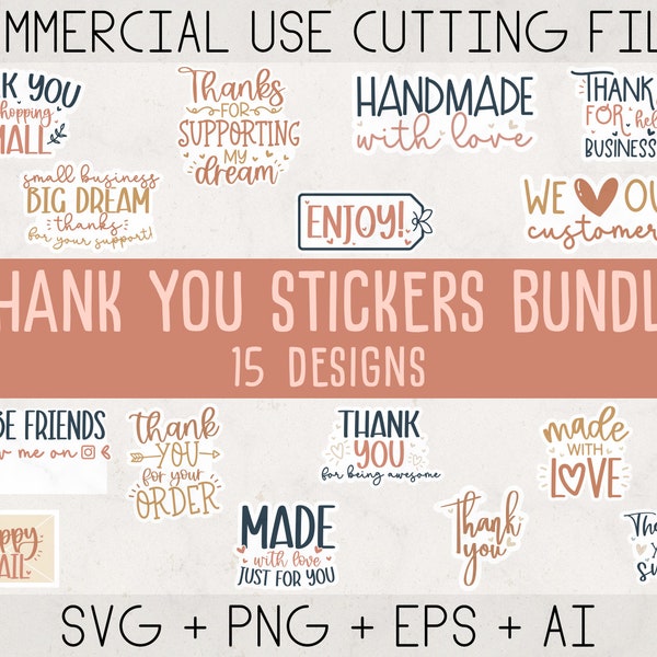 Digital Thank You Stickers png, Thank You Svg, Label svg, Small business svg, made with love svg, Packaging stickers for small business png