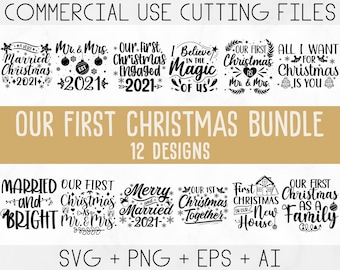 Our First Christmas svg Bundle, Christmas svg, first Christmas as mr and mrs svg, christmas ornament svg, First Christmas svg