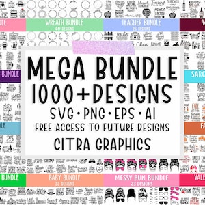 Mega SVG Bundle, T-Shirt-Designs SVG, SVG-Dateien für Cricut, Silhouette Cut-Dateien, Clipart, SVG für Shirts, Blumensvg, Cricut, Silhouette