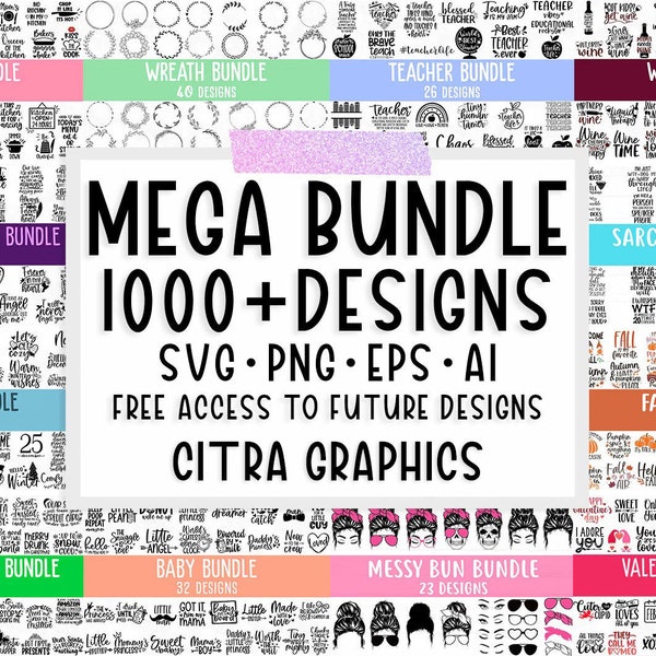 Mega SVG Bundle, T-Shirt-Designs SVG, SVG-Dateien für Cricut, Silhouette Cut-Dateien, Clipart, SVG für Shirts, Blumensvg, Cricut, Silhouette