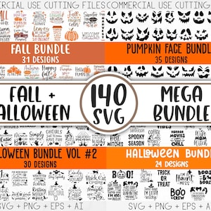 Fall Svg, Halloween svg bundle, Fall SVG bundle, Autumn Svg, Thanksgiving Svg, Pumpkin face svg, Porch sign svg, Cricut silhouette png