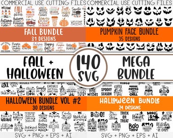 Fall Svg, Halloween svg bundle, Fall SVG bundle, Autumn Svg, Thanksgiving Svg, Pumpkin face svg, Porch sign svg, Cricut silhouette png