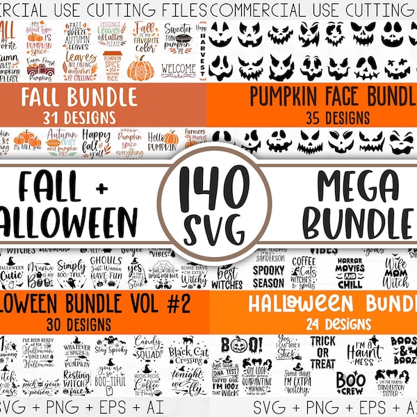 秋 SVG、ハロウィーン SVG バンドル、秋 SVG バンドル、秋 SVG、感謝祭 SVG、カボチャの顔 SVG、ポーチ サイン SVG、クリカット シルエット png