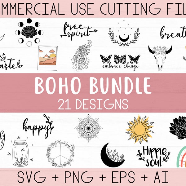 Boho svg bundle, boho svg, flower svg, moon phases svg, floral moon svg, hippie svg , boho rainbow svg, hippie svg png clipart, boho png