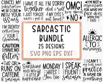 Pacote de citações engraçadas svg, Pacote Sarcasmo Svg, Pacote Sarcástico Svg, Pacote Svg de provérbios sarcásticos, Citações sarcásticas Svg, Silhueta, Cricut