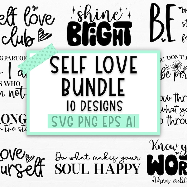 Amour de soi SVG Bundle, Inspirational Svg Bundle, Motivational Svg, Love Yourself Svg, Positive Quotes Svg, Confidence SVG