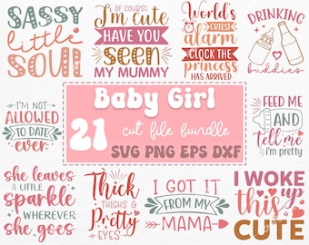 Baby girl SVG PNG Bundle, Baby sayings svg, Baby newborn svg, Baby Shirt svg, Retro quotes svg, Sublimation Design, Circuit silhouette