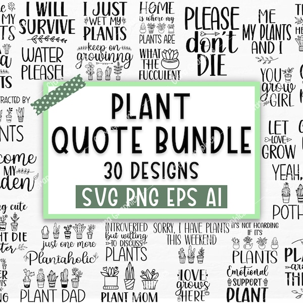 Plant Lover SVG Bundle, Plant svg, Plant Quotes Svg, houseplant svg, Plant Mom Svg, funny plant quote, garden quote svg,crazy plant lady svg