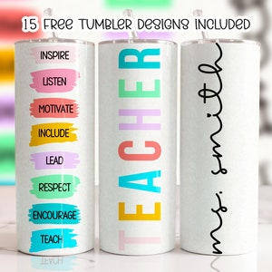 Teacher 20oz Skinny Tumbler, Teacher Tumbler Sublimation Design, Teacher Appreciation, Teacher Wrap, Teacher Life PNG, Teacher Name png wrap