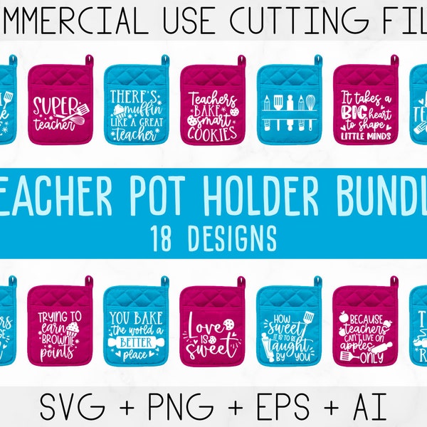 Teacher Pot Holder Svg Bundle, School Svg Bundle, Kitchen svg, Teacher Svg Bundle, Baking Svg Bundle, Teacher Svg, Teacher baking svg