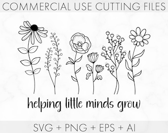 Aider les petits esprits à grandir svg png, svg de fleurs sauvages, professeur svg, professeur grandir svg, professeur vie Svg, SVG, PNG, EPS, fichiers svg pour Cricut