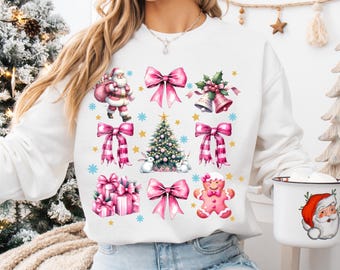 Coquette Pink Christmas PNG, Pink Christmas Tree Png, Pink Bow, Pink Santa, Christmas Sublimation Design, Coquette Bow PNG, Coquette Pink