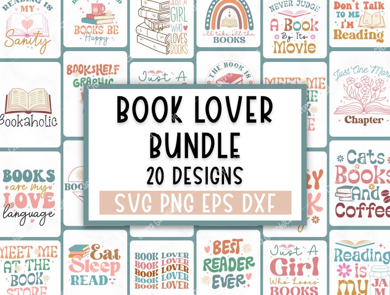 Pacchetto SVG libro retrò, Amante del libro Svg, Lettura SVG, Libro Svg, Biblioteca Svg, Libro floreale Svg, Camicia libro Svg, Libro divertente Svg immagine 1