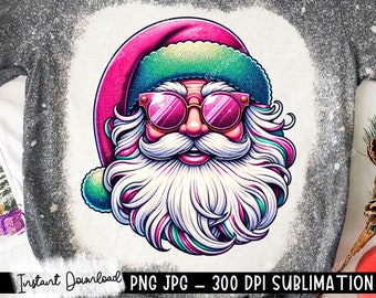 Kerstman met zonnebril PNG, schattig kerst T-shirt sublimatieontwerp, roze kerstman PNG, kerst clipart PNG