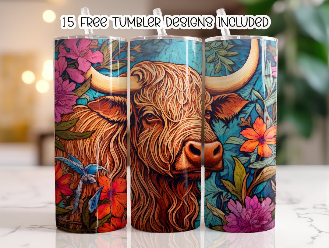 Highland Cow Tumbler Wrap, 20 Oz Skinny Tumbler Sublimation Design ...