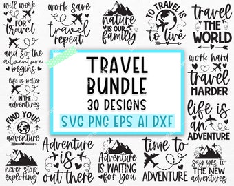 Voyage Svg Bundle, svg voyage drôle, voyage svg, clipart voyage, fichiers Svg pour cricut, vacances svg, Silhouette