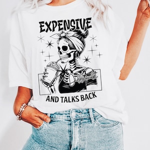 Expensive Difficult And Talks Back PNG, Mom Skeleton PNG, Funny Saying Png, Front And Back PNG, Retro Trendy Sublimation Shirt design zdjęcie 2