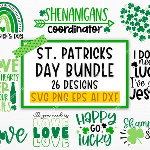 Paquete SVG del Día de San Patricio, Shamrock svg, SVG irlandés, Camiseta de San Patricio SVG para Cricut, Citas del Día de San Patricio, Svg divertido del Día de San Patricio