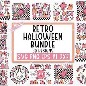 Retro Halloween Bundle SVG, Halloween Vektor, Hexe SVG, Geist SVG, Halloween Shirt SVG, Kürbis SVG, sarkastisches svg, Cricut, Silhouette png