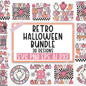 Retro Halloween Bundle SVG, Halloween Vector, Witch svg, Ghost svg, Halloween shirt svg, Pumpkin svg, Sarcastic svg, Cricut, Silhouette png