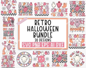 Pacote retrô de Halloween SVG, vetor de Halloween, bruxa svg, fantasma svg, camisa de Halloween svg, abóbora svg, svg sarcástico, cricut, silhueta png