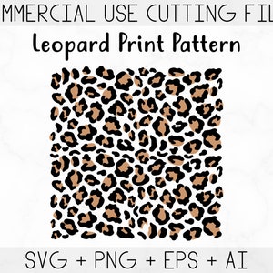 May include: A digital download of a leopard print pattern in black, brown, and white. The pattern is seamless and can be used for a variety of projects, including fabric, wallpaper, and digital design.