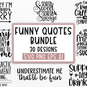 Citations drôles bundle svg, lot Svg sarcasme, lot Svg sarcastique, énonciations sarcastiques Svg lot, Svg citations sarcastiques, Silhouette, Cricut image 3