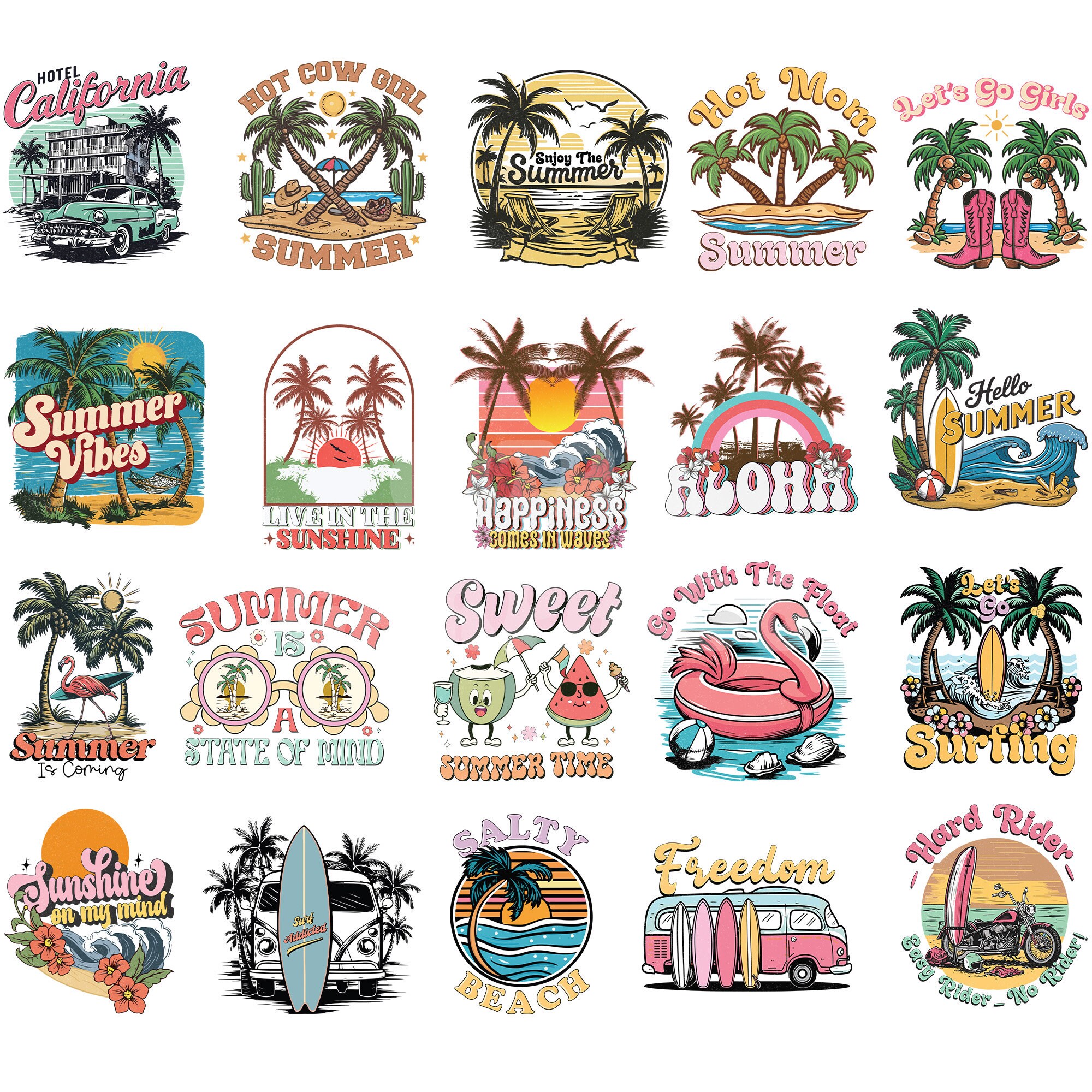 Retro Summer Bundle Png, Summer Vibes Svg, Summer Beach Vibes Png, Surf ...