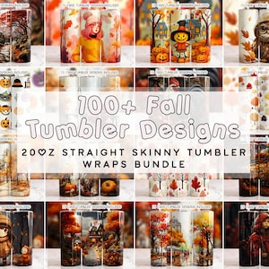Fall Tumbler Bundle, Tumbler Wrap Bundle, 20oz Sublimation Tumbler Designs, 20oz Skinny Tumbler, Digital Download PNG, Straight Tumbler Wrap