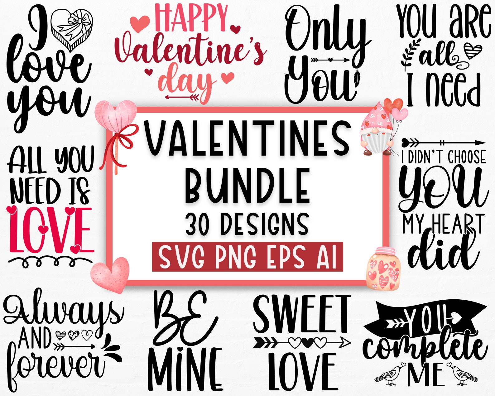 Valentines Svg Bundle, Valentines Day Svg, Happy Valentine Svg, Love ...