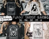 Funny Tarot cards Bundle SVG, Tarot cards svg, funny tarot cards svg, Skeleton png, skull png, Spiritual png, Mystical, Sublimation PNG