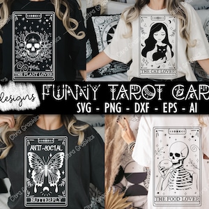 Funny Tarot cards Bundle SVG, Tarot cards svg, funny tarot cards svg, Skeleton png, skull png, Spiritual png, Mystical, Sublimation PNG