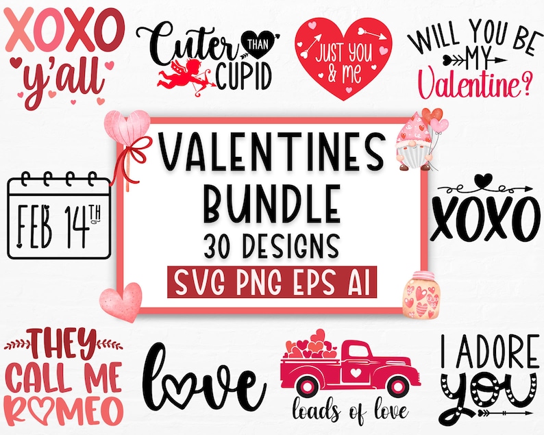 Valentines svg bundle, Valentines Day Svg, Happy valentine svg, Love Svg, Heart svg, Love day svg, Cupid svg, Valentine Quote svg, Cricut image 1