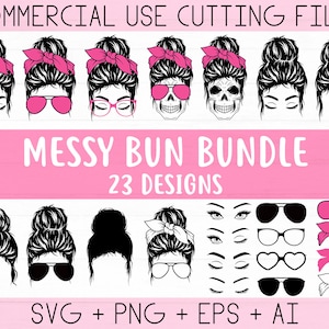 Messy Bun Bundle svg, Momlife svg, mom skull svg, Mom Life svg, mom and daughter svg, Mom life Kid Life Png, glasses svg, Cricut Silhouette