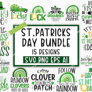 St Patrick's Day SVG bundel, Lucky SVG, Leprechaun SVG, Ierse SVG, St Patrick's Day Quotes, Shamrock SVG, klaver SVG, Cricut, silhouet PNG