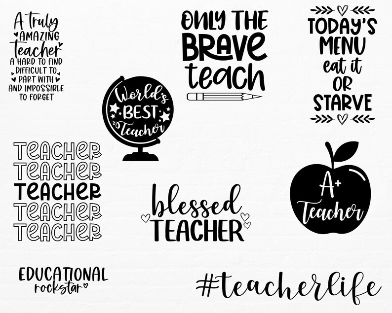 Teacher Svg Bundle, Teacher Quote Svg, School Svg, Teacher Life Svg, Back to School Svg, Teacher Appreciation Svg, Cricut Silhouette image 3