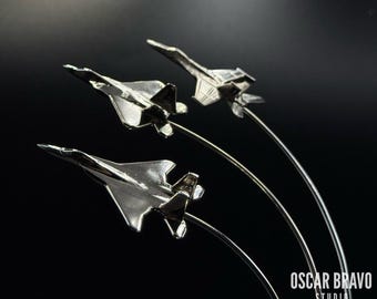 Custom Chrome Diecast Fighter Jet Formation: Personalized Aviation Display
