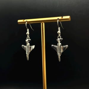 Silver Toned F-4 Phantom Earrings Fighter Jet Necklace, Pendant, Gifts for pilot, Pilot Necklace, Airman gifts, Military Wife