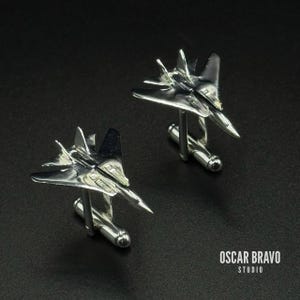 F-14 Tomcat Manschettenknöpfe aus Silber - handgefertigtes Luftfahrt Geschenk