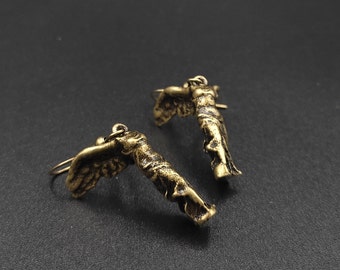Minimalist Winged Victory of Samothrace Earrings, The goddess of Victory Earrings