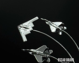 B-2 Spirit & F-22 Raptor Stealth Triad Airforce Model - USAF Fighter Jet Formation Model