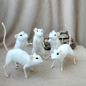 White mouse, felted, handmade