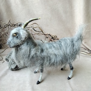 goat, grey, felted, handmade