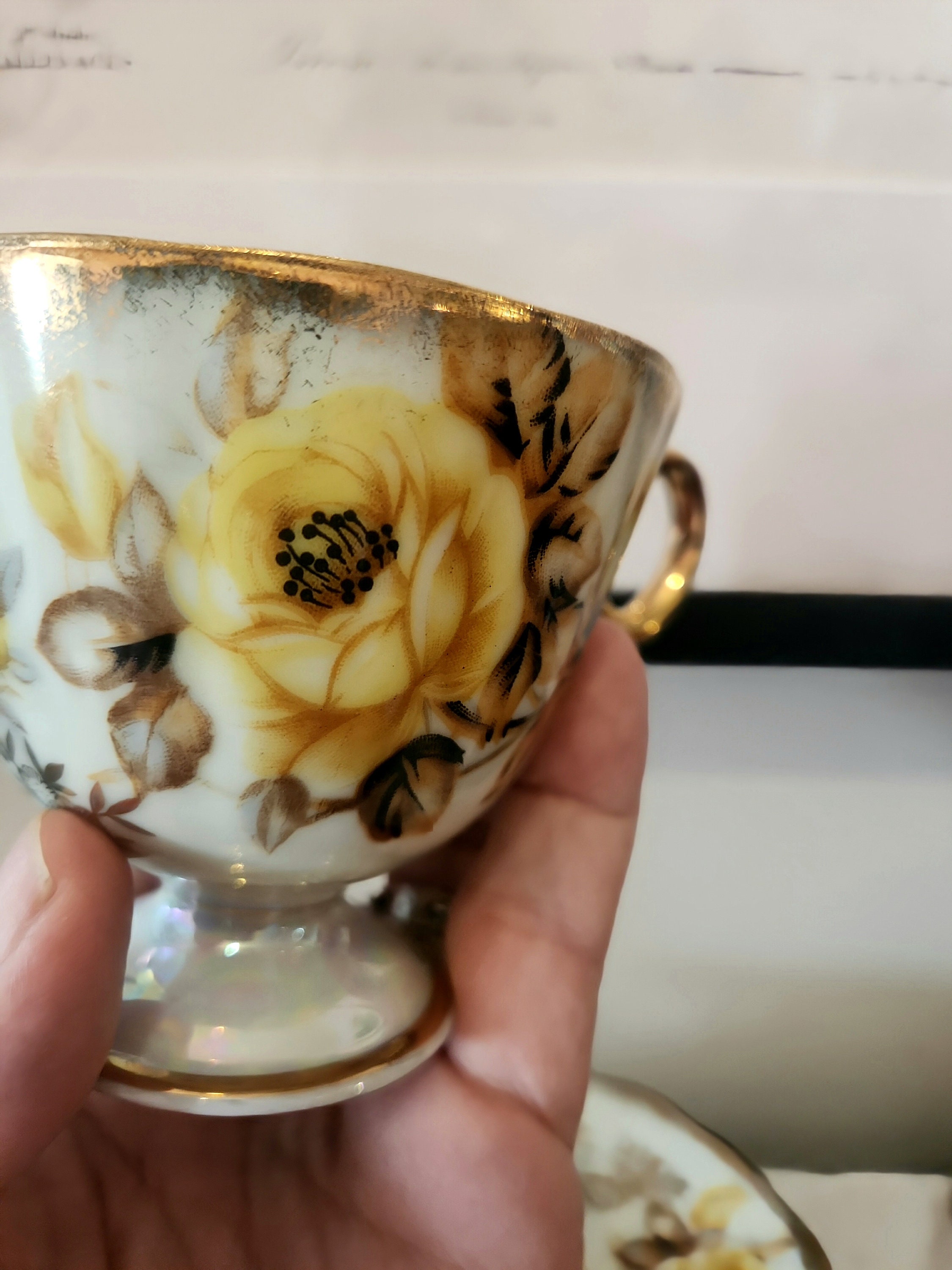 Vintage Castle Yellow Lustre Ware Teacup & Saucer - Etsy